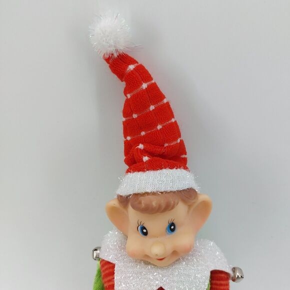 Vtg. Christmas Holiday Pixie Elf Santa hat Tree Jingle Bells - Picture 5 of 8